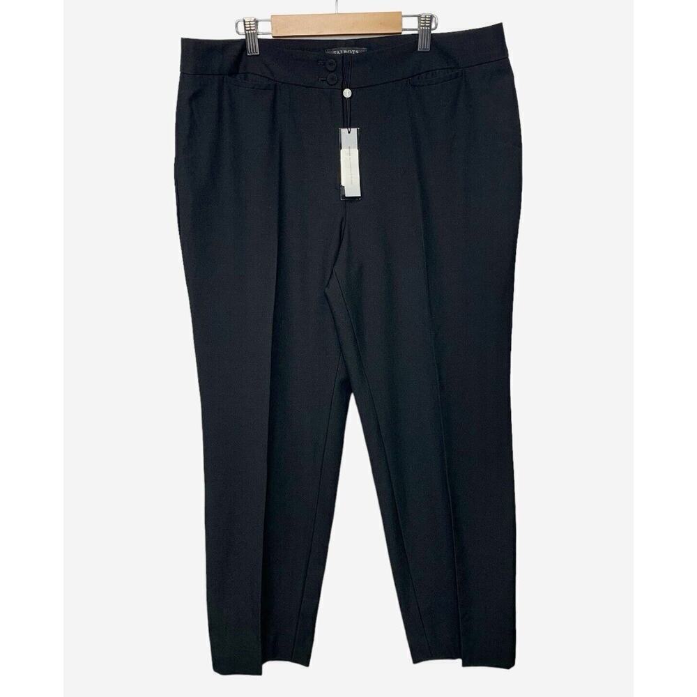 Talbots Heritage Pleated Slim Straight Dress Pant Womens Size 16P Black NWT $109